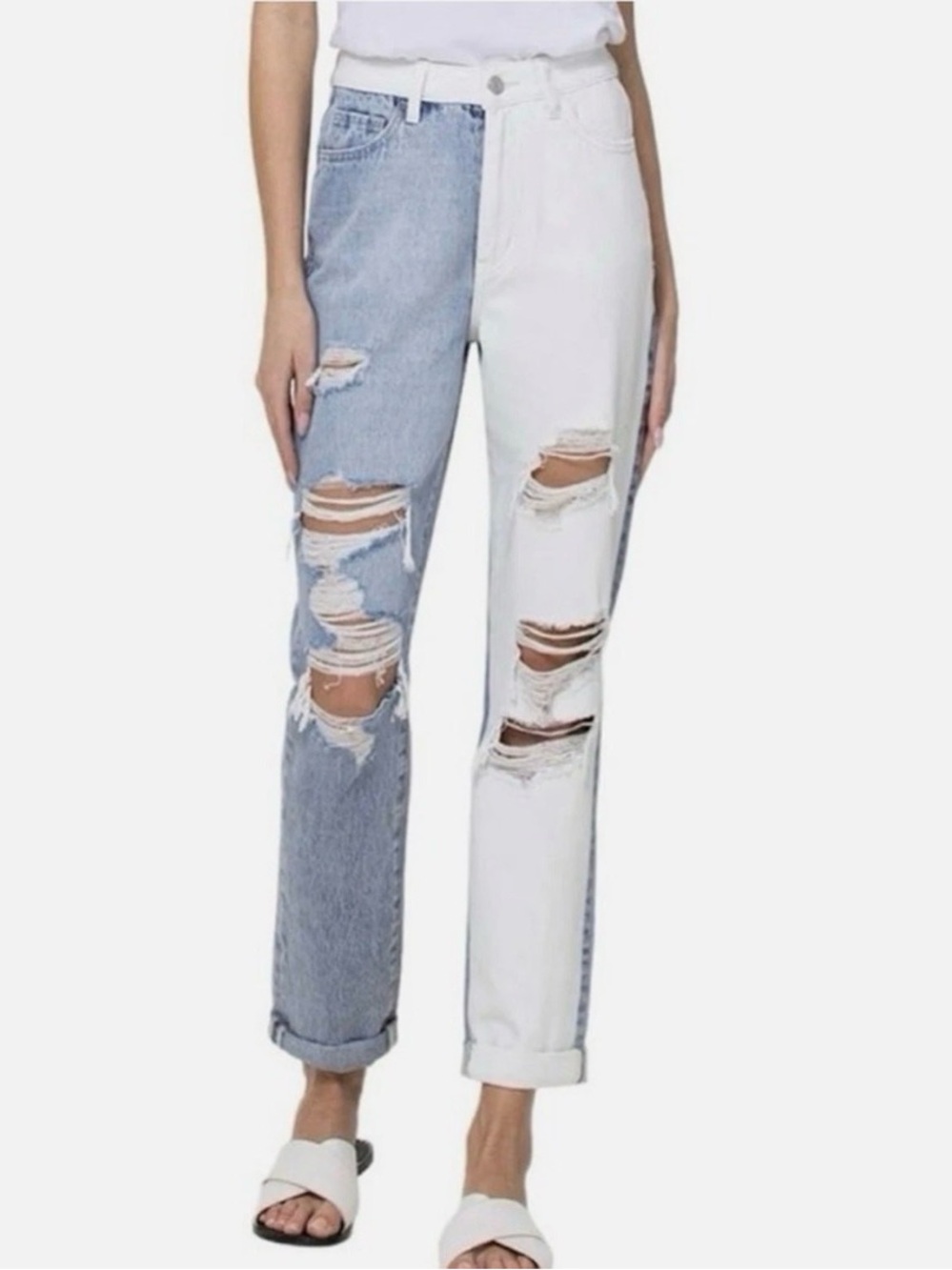Vervet Flying Monkey Steady Heart Sz 30 /11 Split Two-Tone Mom Jeans Style V2804